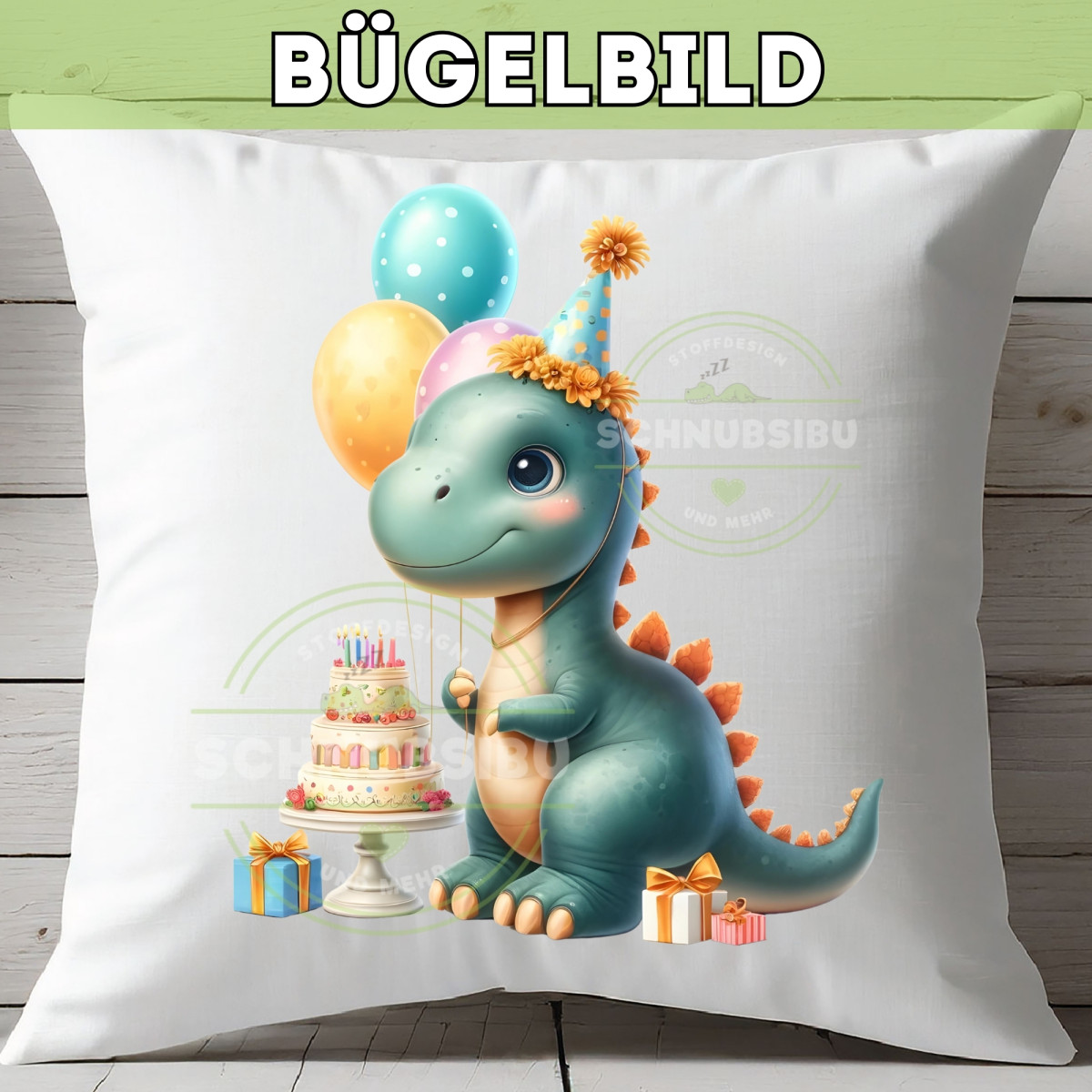 Bügelbild Niedlicher Geburtstags-Dino